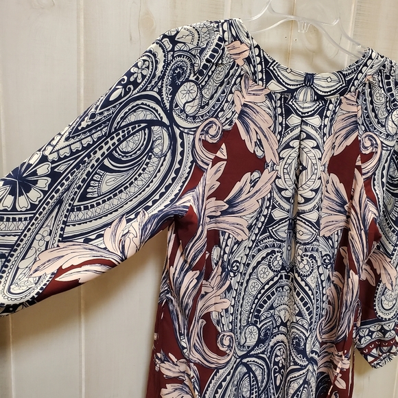 BOHO Mixed Print Sheath Dress w/ Sleeves Size Med - EUC! - Picture 6 of 12